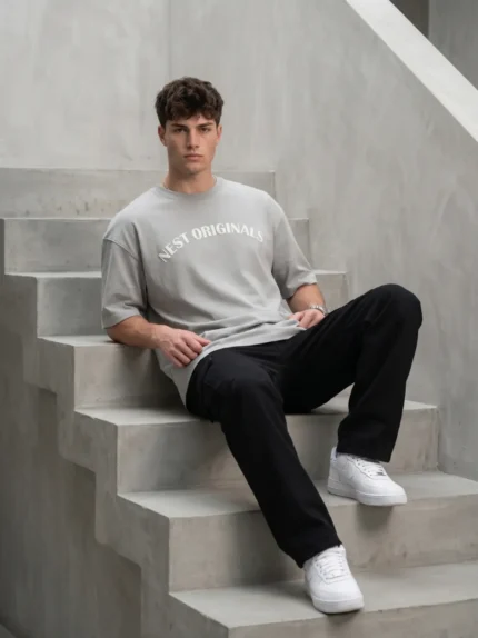 No Cage Oversized Terry Tee – Heather Grey | Premium Heavyweight Streetwear T-Shirt