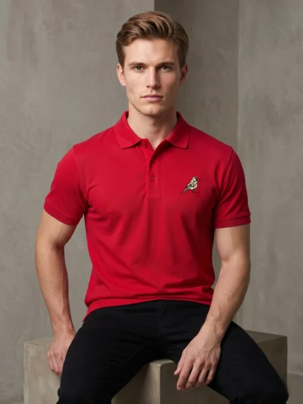 Polo T Shirt Cotton Matty – Rich Crimson-02 | Premium Cotton Polo T-Shirt