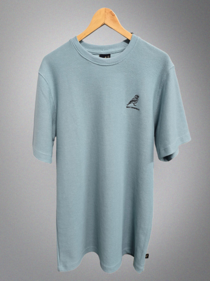 JAQUARD T SHIRT ROUND NECK SKY BLUE