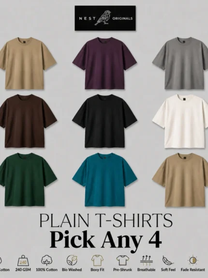 Pack of 4 Premium Solid T Shirts