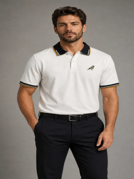 Mens Premium 250 GSM Striped Collar Cotton Polo T Shirt